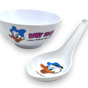 HTF Vintage Disney Donald Daisy Duck Disney Chinese Spoon Ramen RENGE Melamine